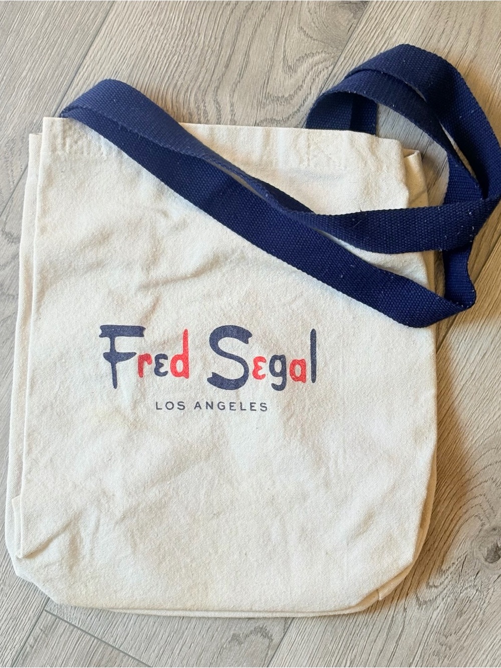Fred Segal Canvas Tote Bag in Natural with Navy Straps